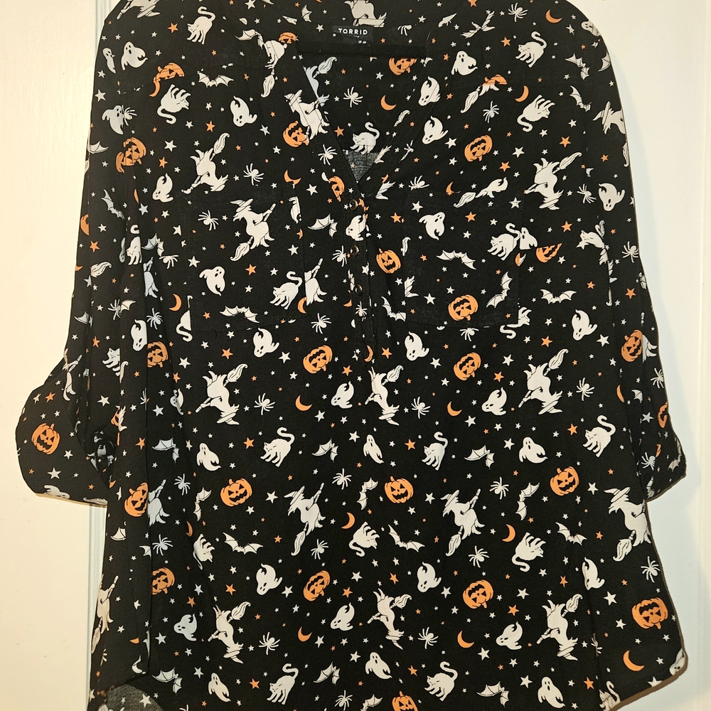Torrid Harper Halloween Print Blouse 0